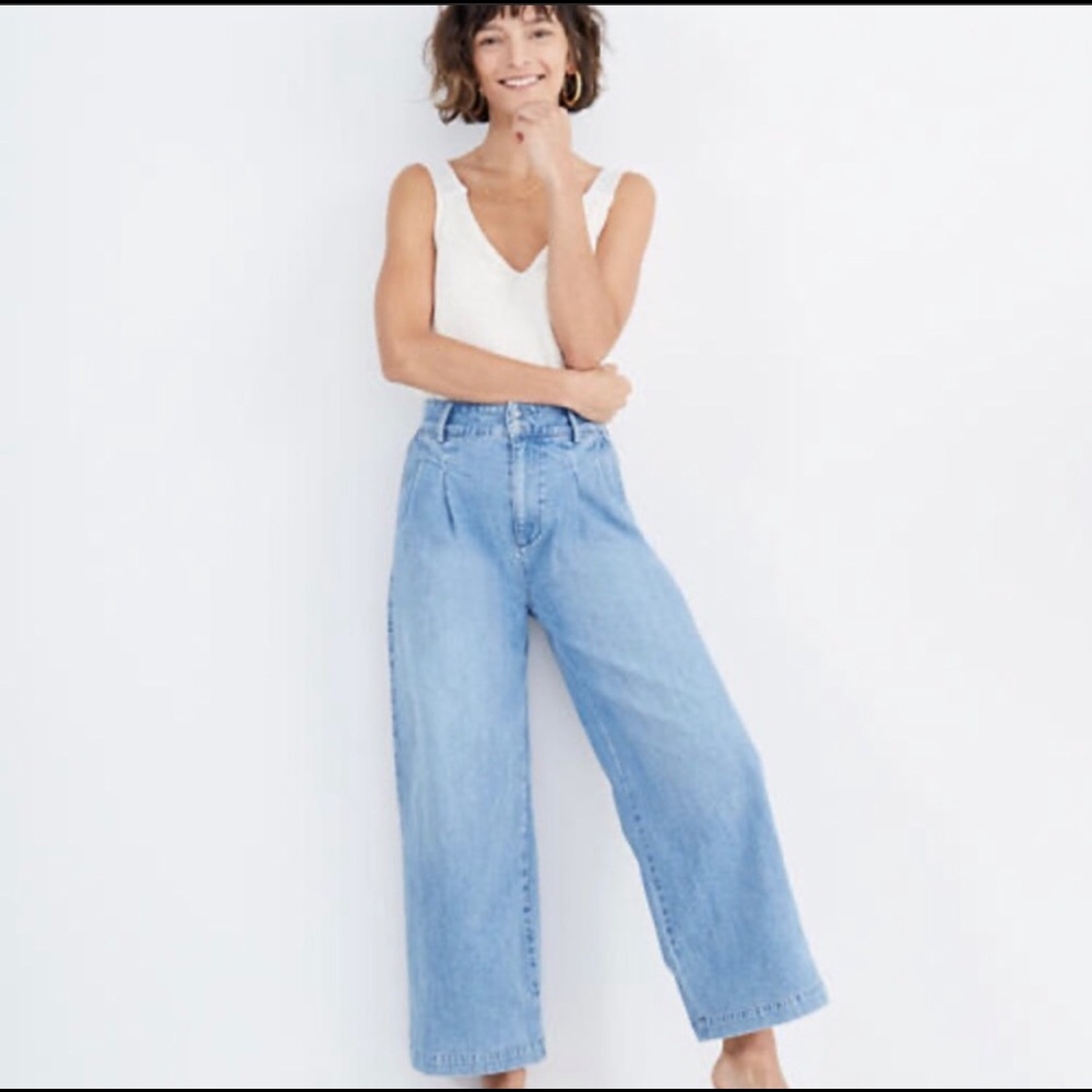 Madewell Pleated Wide Leg Jeans